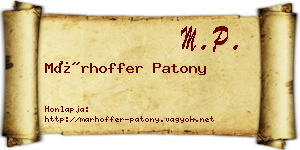 Márhoffer Patony névjegykártya